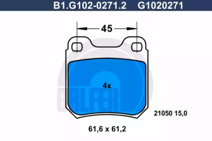 Комплект тормозных колодок GALFER B1.G102-0271.2