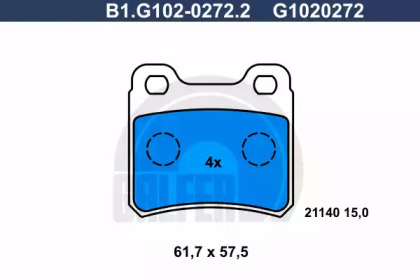 Комплект тормозных колодок GALFER B1.G102-0272.2