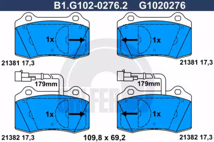 Комплект тормозных колодок GALFER B1.G102-0276.2