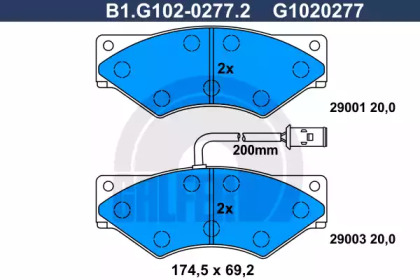 Комплект тормозных колодок GALFER B1.G102-0277.2