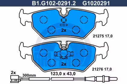 Комплект тормозных колодок GALFER B1.G102-0291.2