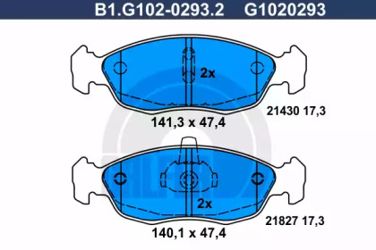 Комплект тормозных колодок GALFER B1.G102-0293.2