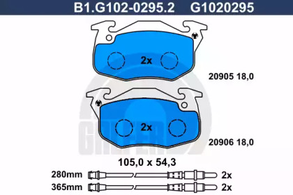 Комплект тормозных колодок GALFER B1.G102-0295.2