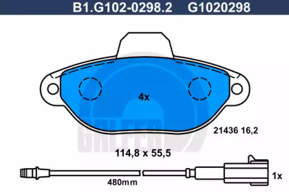 Комплект тормозных колодок GALFER B1.G102-0298.2