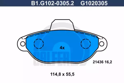 Комплект тормозных колодок GALFER B1.G102-0305.2