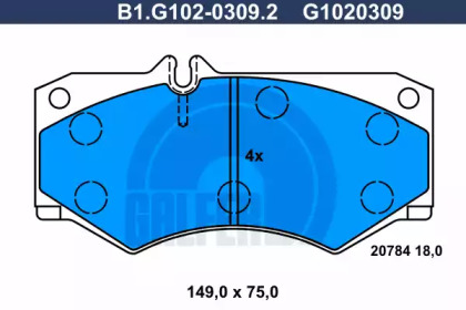 Комплект тормозных колодок GALFER B1.G102-0309.2