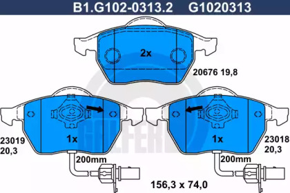 Комплект тормозных колодок GALFER B1.G102-0313.2