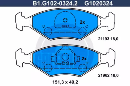 Комплект тормозных колодок GALFER B1.G102-0324.2