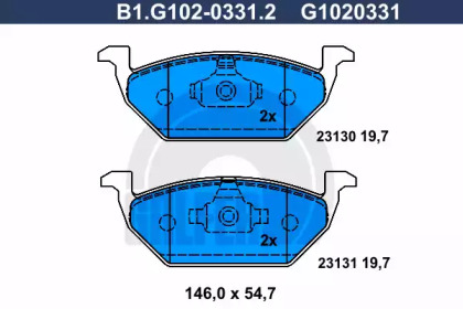 Комплект тормозных колодок GALFER B1.G102-0331.2