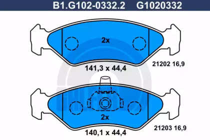 Комплект тормозных колодок GALFER B1.G102-0332.2