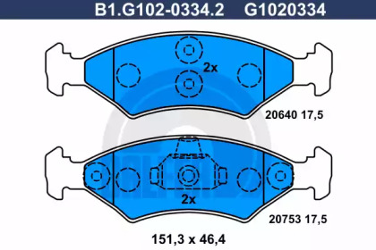 Комплект тормозных колодок GALFER B1.G102-0334.2