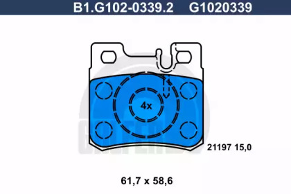 Комплект тормозных колодок GALFER B1.G102-0339.2