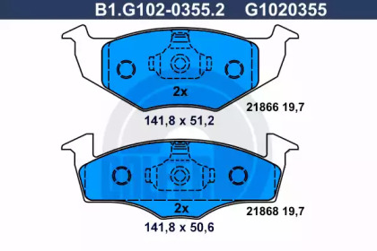 Комплект тормозных колодок GALFER B1.G102-0355.2