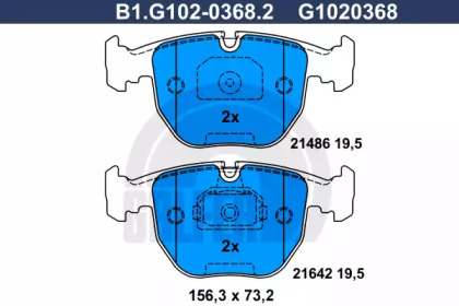 Комплект тормозных колодок GALFER B1.G102-0368.2