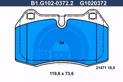 Комплект тормозных колодок GALFER B1.G102-0372.2