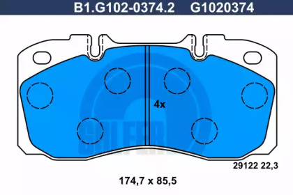 Комплект тормозных колодок GALFER B1.G102-0374.2