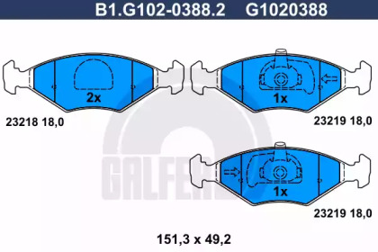 Комплект тормозных колодок GALFER B1.G102-0388.2