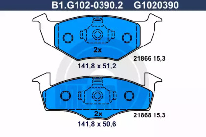 Комплект тормозных колодок GALFER B1.G102-0390.2