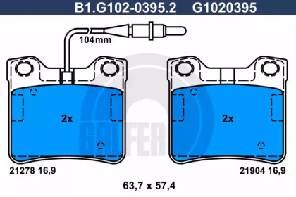 Комплект тормозных колодок GALFER B1.G102-0395.2