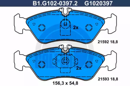 Комплект тормозных колодок GALFER B1.G102-0397.2