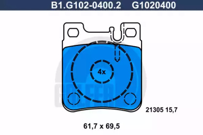 Комплект тормозных колодок GALFER B1.G102-0400.2