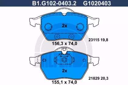 Комплект тормозных колодок GALFER B1.G102-0403.2