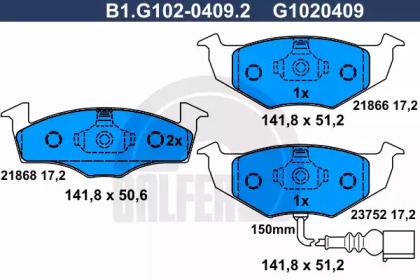 Комплект тормозных колодок GALFER B1.G102-0409.2