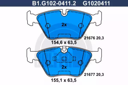 Комплект тормозных колодок GALFER B1.G102-0411.2