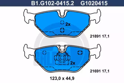 Комплект тормозных колодок GALFER B1.G102-0415.2