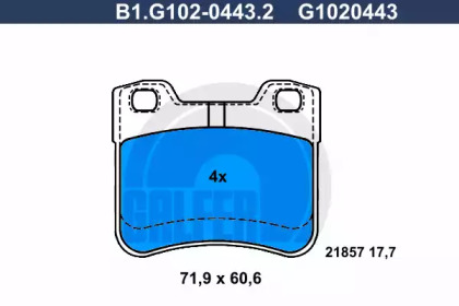 Комплект тормозных колодок GALFER B1.G102-0443.2