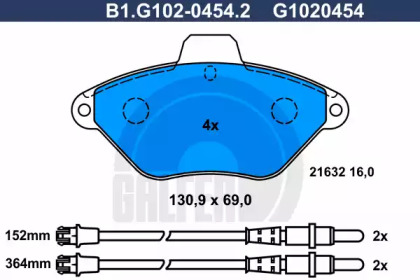 Комплект тормозных колодок GALFER B1.G102-0454.2