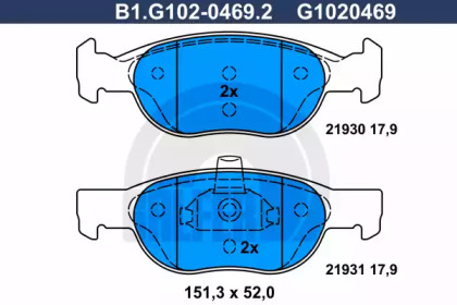 Комплект тормозных колодок GALFER B1.G102-0469.2