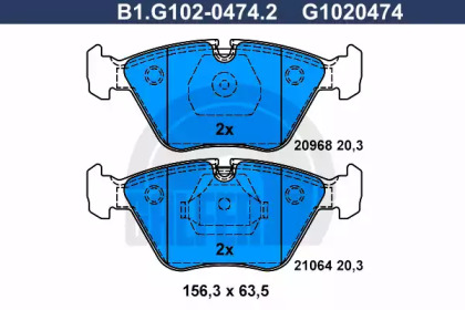 Комплект тормозных колодок GALFER B1.G102-0474.2