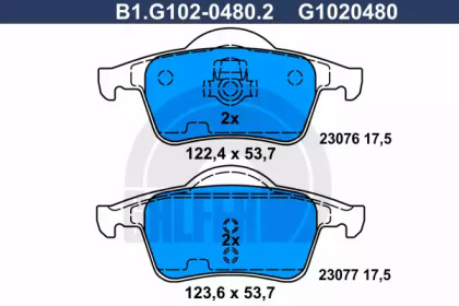 Комплект тормозных колодок GALFER B1.G102-0480.2