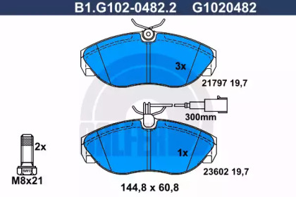 Комплект тормозных колодок GALFER B1.G102-0482.2