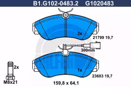 Комплект тормозных колодок GALFER B1.G102-0483.2