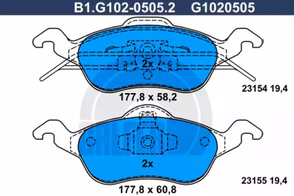 Комплект тормозных колодок GALFER B1.G102-0505.2