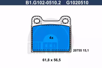 Комплект тормозных колодок GALFER B1.G102-0510.2