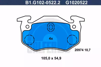 Комплект тормозных колодок GALFER B1.G102-0522.2