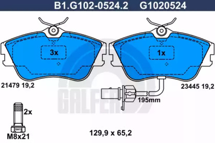 Комплект тормозных колодок GALFER B1.G102-0524.2