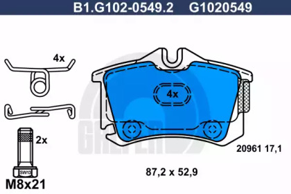 Комплект тормозных колодок GALFER B1.G102-0549.2