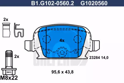 Комплект тормозных колодок GALFER B1.G102-0560.2