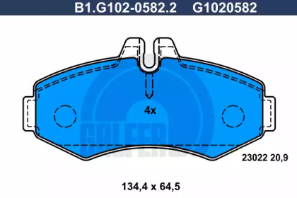 Комплект тормозных колодок GALFER B1.G102-0582.2