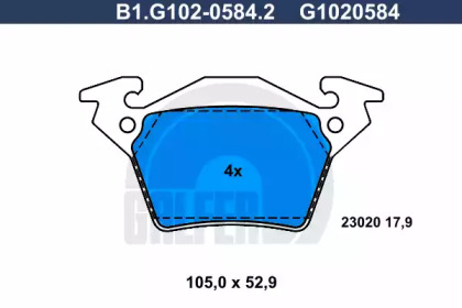 Комплект тормозных колодок GALFER B1.G102-0584.2