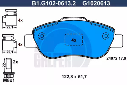 Комплект тормозных колодок GALFER B1.G102-0613.2