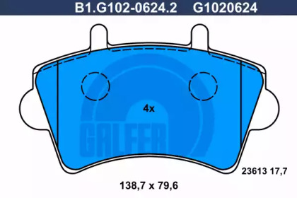 Комплект тормозных колодок GALFER B1.G102-0624.2