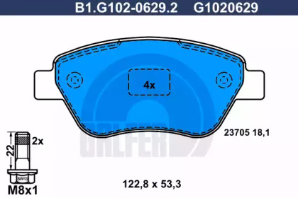 Комплект тормозных колодок GALFER B1.G102-0629.2