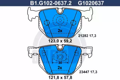 Комплект тормозных колодок GALFER B1.G102-0637.2