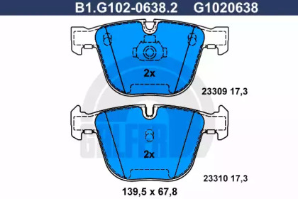 Комплект тормозных колодок GALFER B1.G102-0638.2