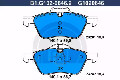 Комплект тормозных колодок GALFER B1.G102-0646.2